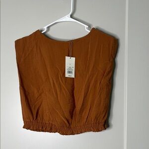 A New Day Womens Rust Elastic-Hem Sleeveless Top
